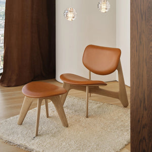 Slab Leather Ottoman Natural / Cognac Leather - hover