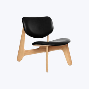 Slab Leather Lounge Chair Natural / Black Leather