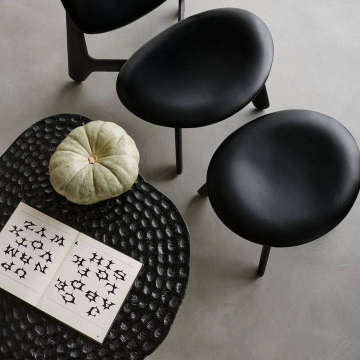 Slab Leather Lounge Chair Black / Black Leather