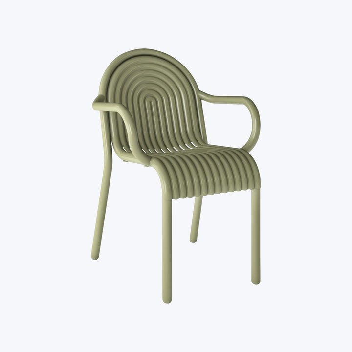 Groove Outdoor Dining Arm Chair Moss