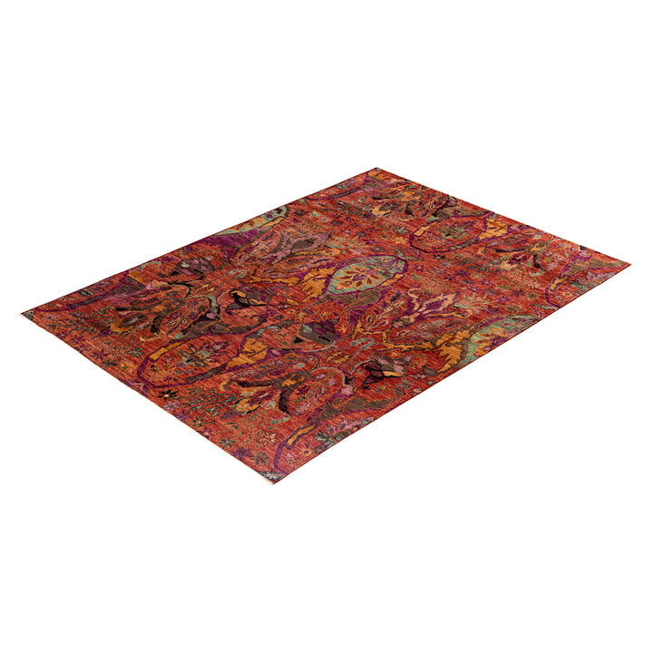 Red Soluna Traditional Wool Rug - 5'8" x 8'