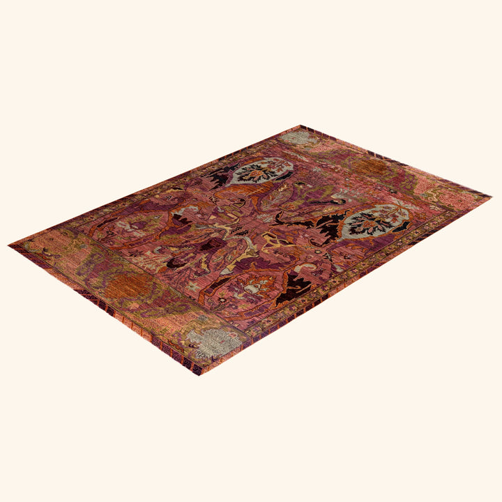 Pink Soluna Traditional Wool Rug - 6'1" x 9'1"