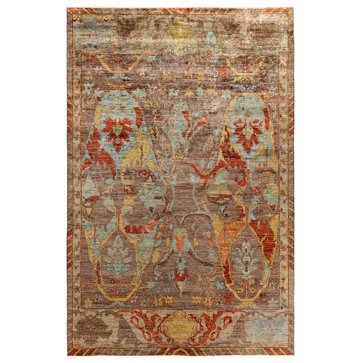 Brown Soluna Traditional Wool Rug - 6'8" x 10'1"