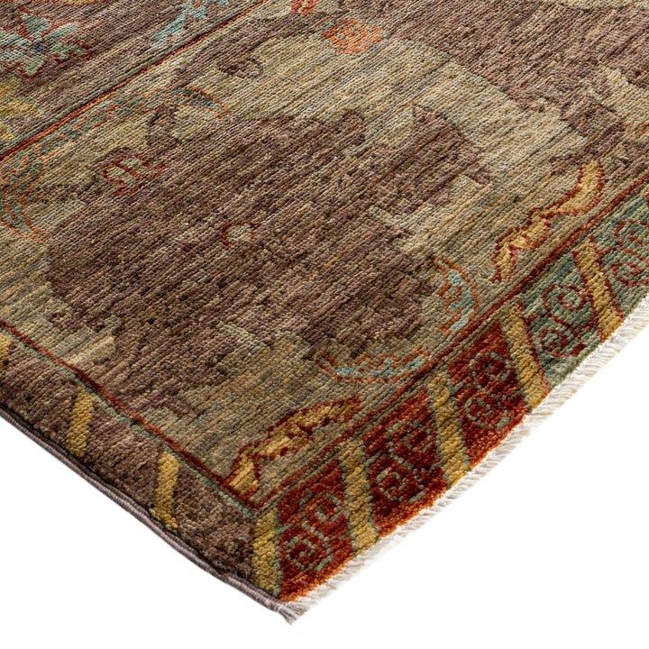 Brown Soluna Traditional Wool Rug - 6'8" x 10'1"
