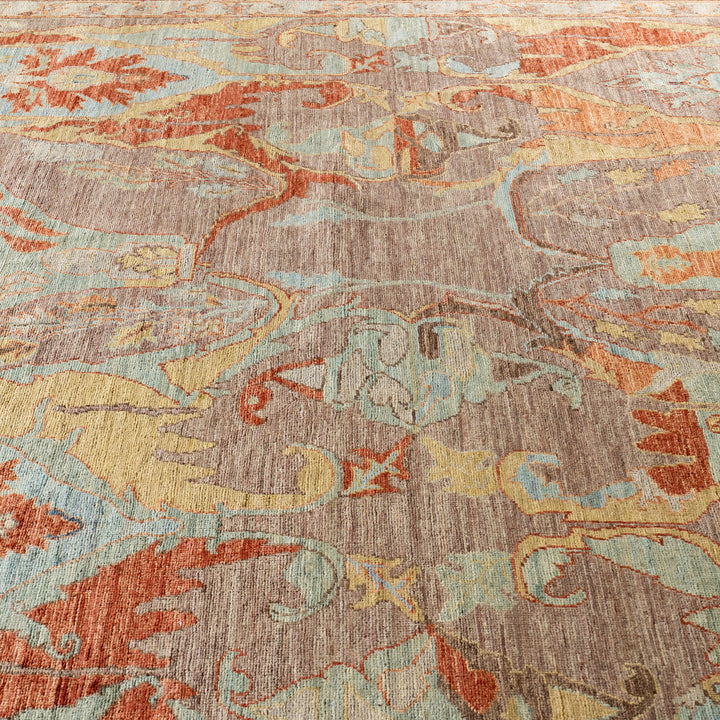 Brown Soluna Traditional Wool Rug - 6'8" x 10'1"