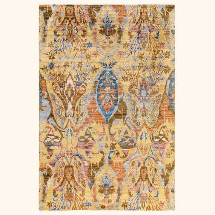 Yellow Soluna Traditional Wool Rug - 5'10" x 8'10"