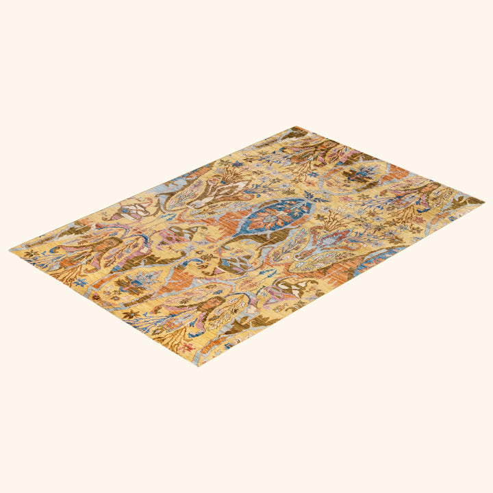 Yellow Soluna Traditional Wool Rug - 5'10" x 8'10"