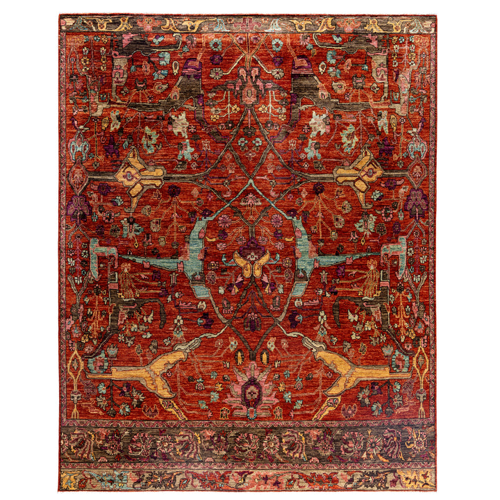 Red Soluna Traditional Wool Rug - 8' x 10'3"