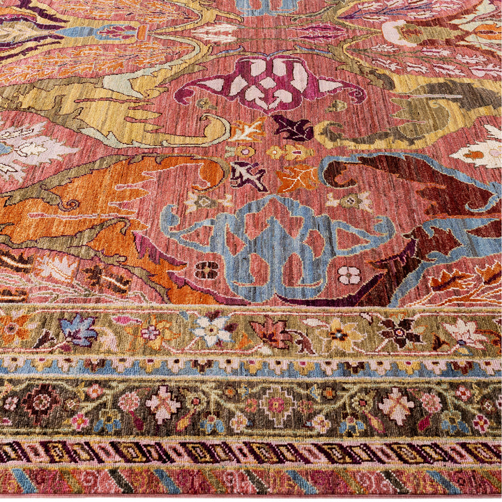 Pink Soluna Traditional Wool Rug - 9' x 11'11"