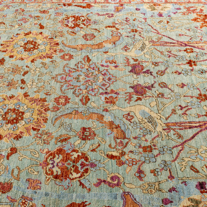 Green Soluna Traditional Wool Rug - 5'8" x 8'