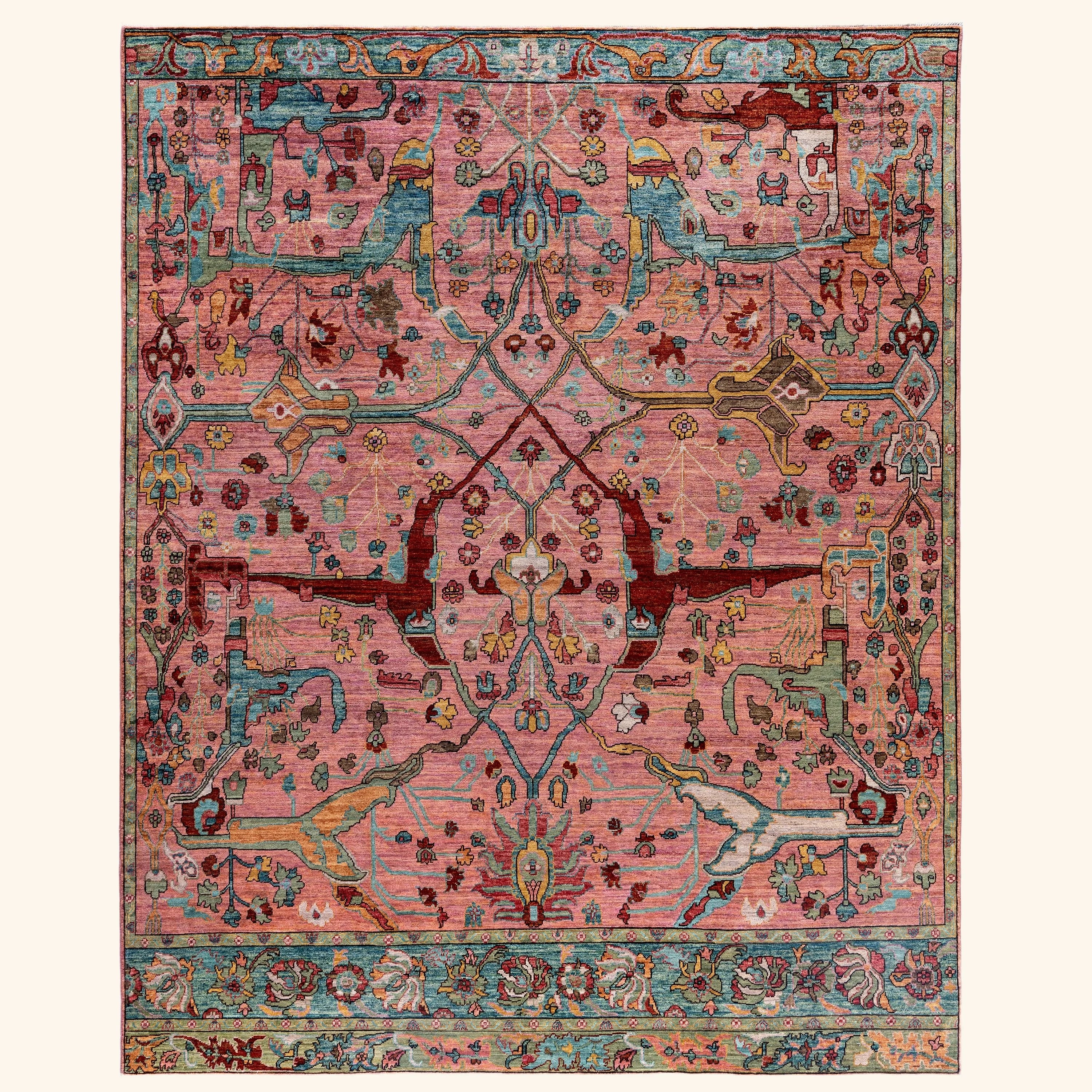 Pink Soluna Traditional Wool Rug - 8' x 9'10