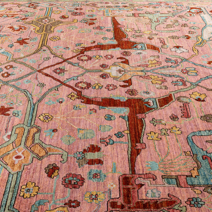 Pink Soluna Traditional Wool Rug - 8' x 9'10"