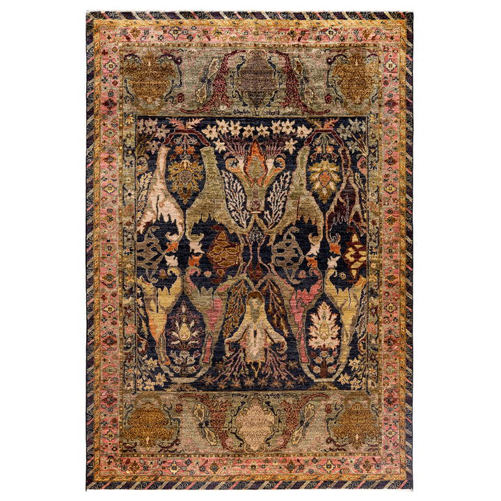 Black Soluna Traditional Wool Rug - 6' x 8'10"