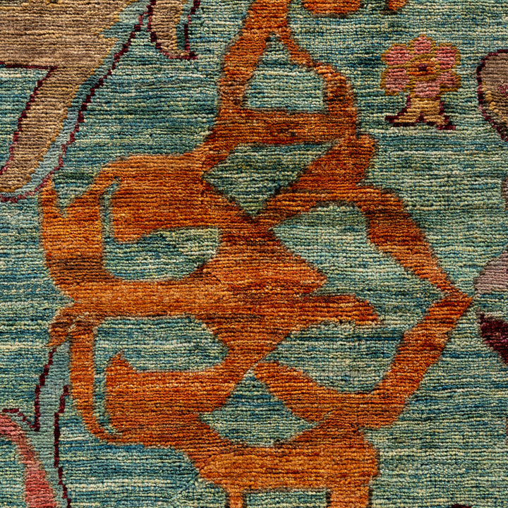 Green Soluna Traditional Wool Rug - 9'3" x 12'3"