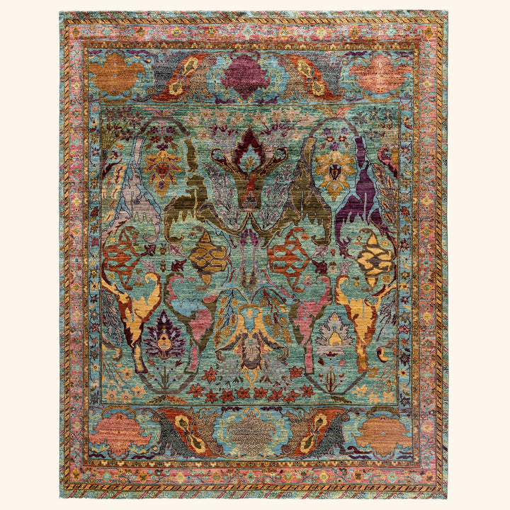 Green Soluna Traditional Wool Rug - 7'10" x 9'10"