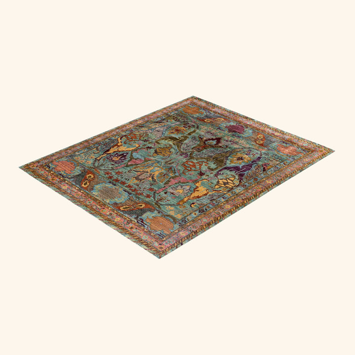 Green Soluna Traditional Wool Rug - 7'10" x 9'10"
