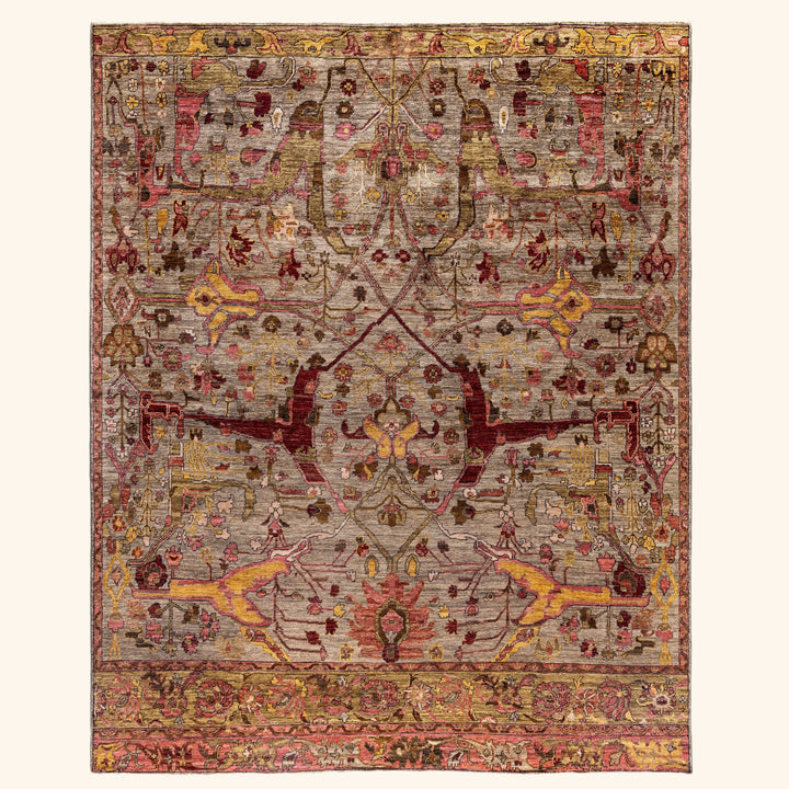 Green Soluna Traditional Wool Rug - 8' x 9'11"