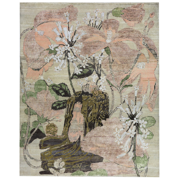 Multicolored Alchemy Contemporary Silk Wool Blend Rug - 8' x 9'11"