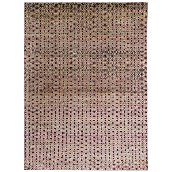 Pink Alchemy Contemporary Silk Wool Blend Rug - 7'7" x 10'4"