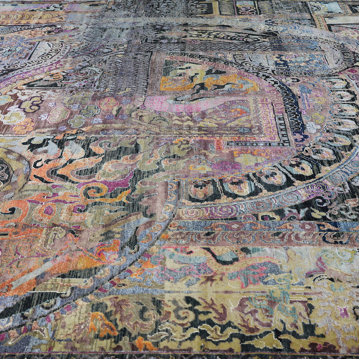 Multicolored Alchemy Traditional Silk Wool Blend Rug - 10' x 13'8"