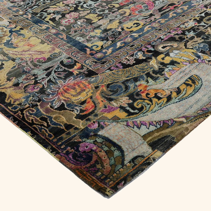 Multicolored Alchemy Traditional Silk Wool Blend Rug - 10' x 13'8"