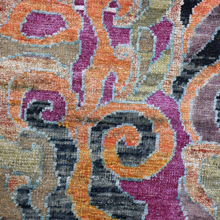 Multicolored Alchemy Traditional Silk Wool Blend Rug - 10' x 13'8"