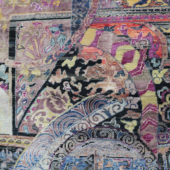 Multicolored Alchemy Traditional Silk Wool Blend Rug - 10' x 13'8"