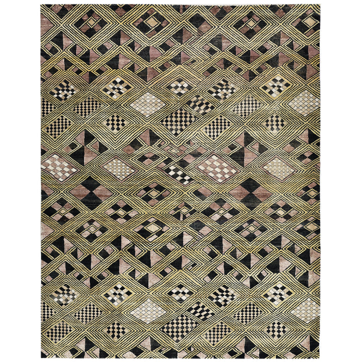 Brown Alchemy Traditional Silk Wool Blend Rug - 8'1" x 10'5"