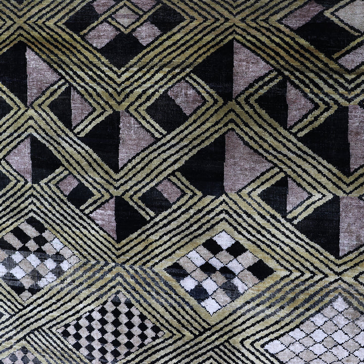 Brown Alchemy Traditional Silk Wool Blend Rug - 8'1" x 10'5"