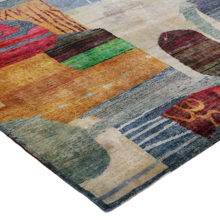 Multicolored Alchemy Contemporary Silk Rug - 8'10" x 11'11"