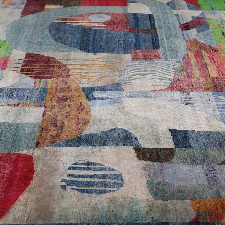 Multicolored Alchemy Contemporary Silk Rug - 8'10" x 11'11"