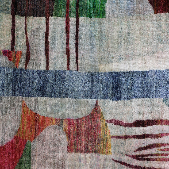 Multicolored Alchemy Contemporary Silk Rug - 8'10" x 11'11"