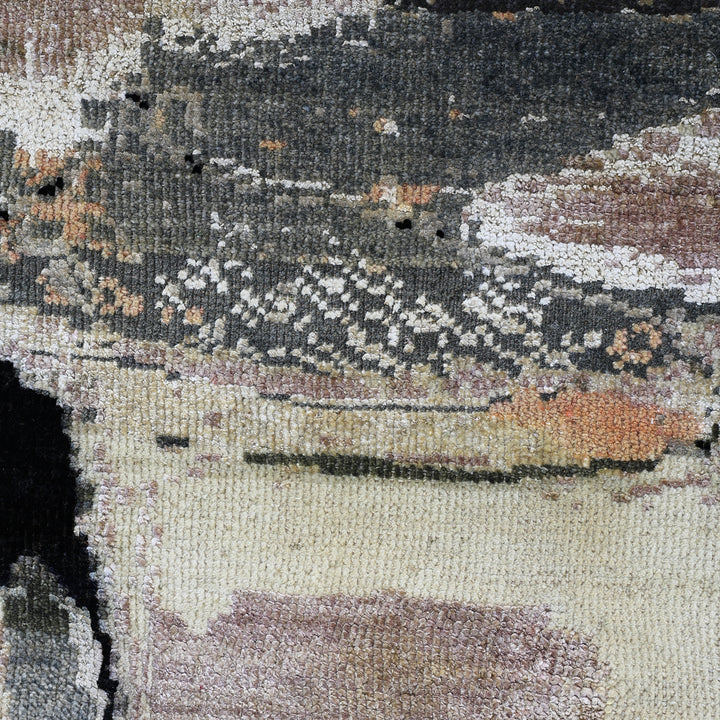 Cream Alchemy Contemporary Silk Wool Blend Rug - 7'11" x 9'10"