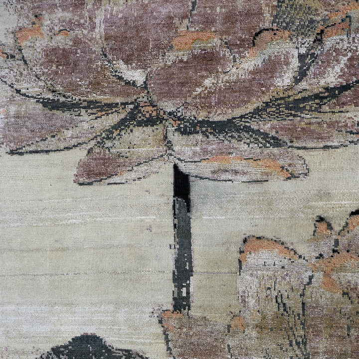 Cream Alchemy Contemporary Silk Wool Blend Rug - 7'11" x 9'10"