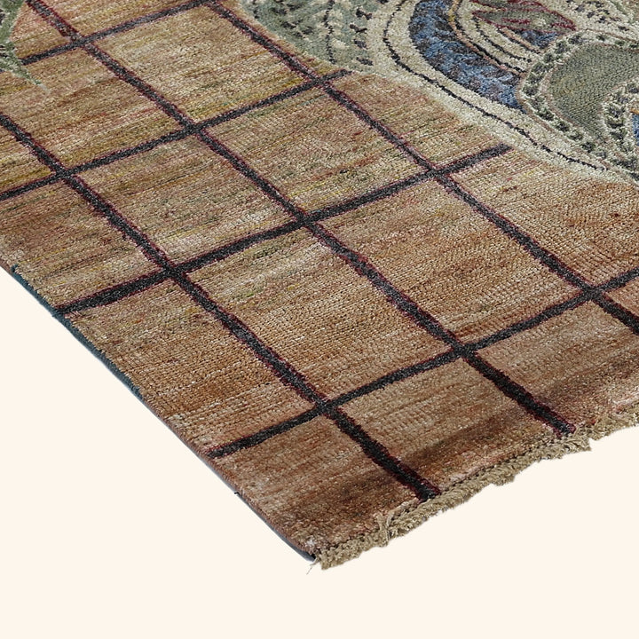 Blue Alchemy Contemporary Silk Wool Blend Rug - 4'2" x 5'2"