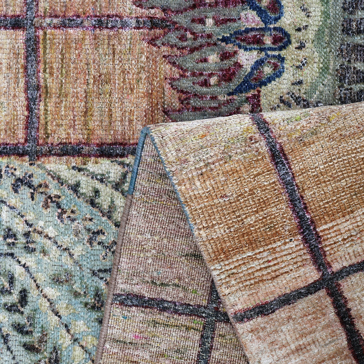 Blue Alchemy Contemporary Silk Wool Blend Rug - 4'2" x 5'2"