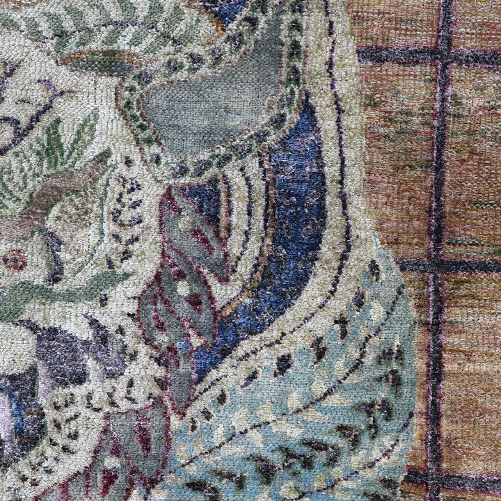 Blue Alchemy Contemporary Silk Wool Blend Rug - 4'2" x 5'2"