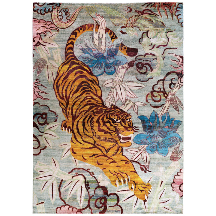 Blue Alchemy Contemporary Silk Rug - 9'10" x 14'2"