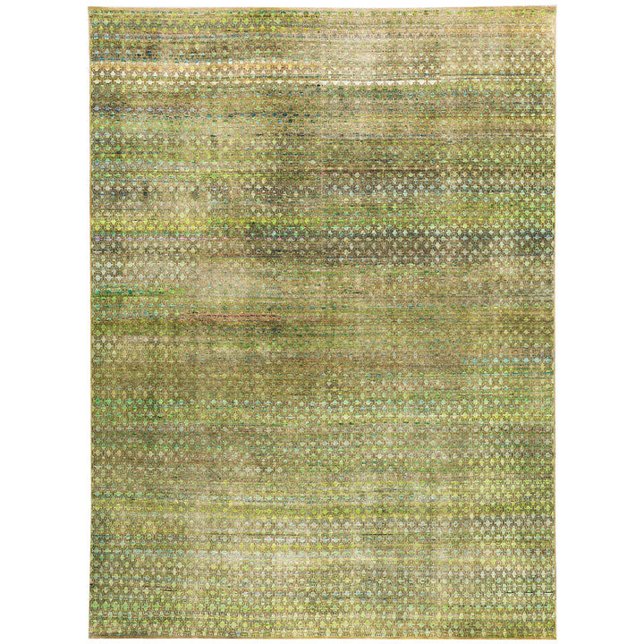 Green Alchemy Contemporary Silk Wool Blend Rug - 11'9" x 16'2"