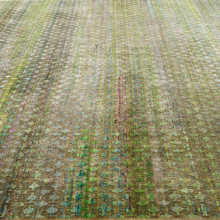 Green Alchemy Contemporary Silk Wool Blend Rug - 11'9" x 16'2"