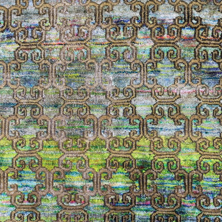 Green Alchemy Contemporary Silk Wool Blend Rug - 11'9" x 16'2"