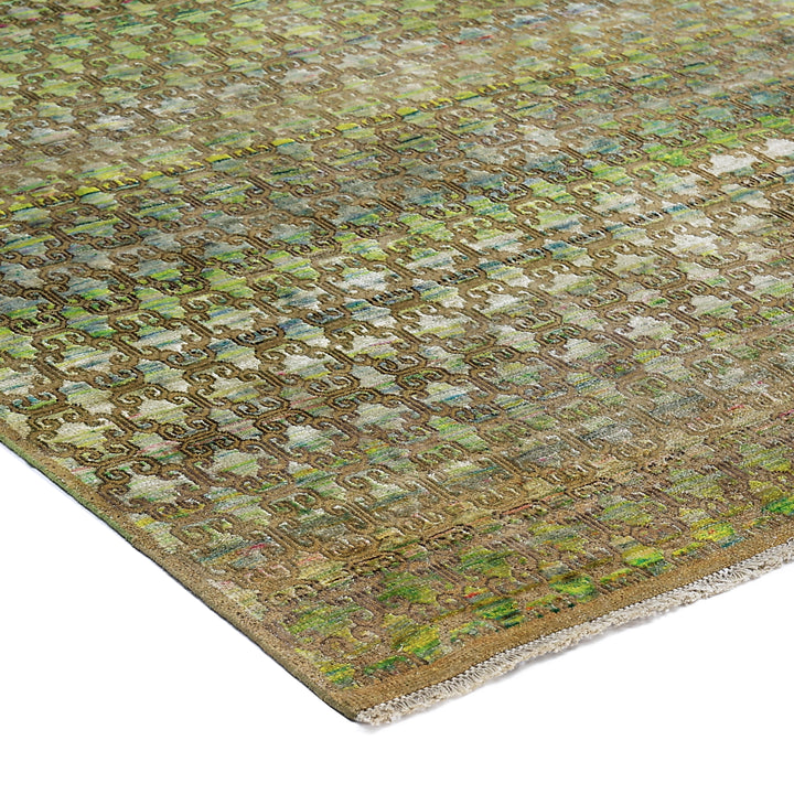 Green Alchemy Contemporary Silk Wool Blend Rug - 11'9" x 16'2"