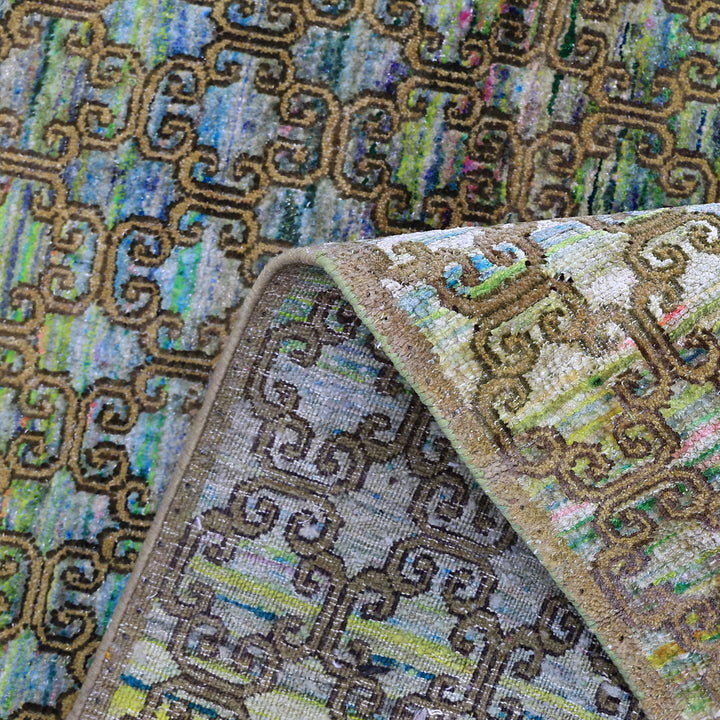 Green Alchemy Contemporary Silk Wool Blend Rug - 11'9" x 16'2"