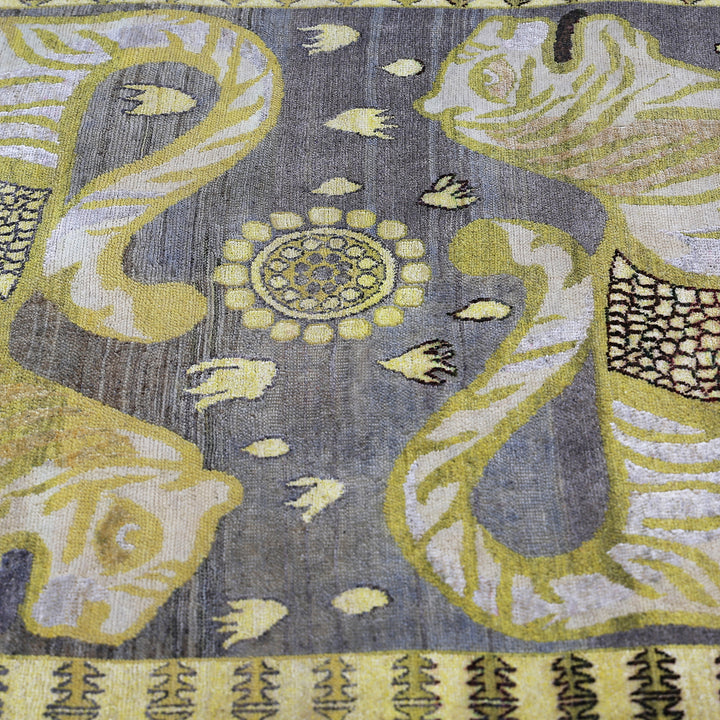Yellow Alchemy Traditional Silk Wool Blend Rug - 3'11" x 6'3"