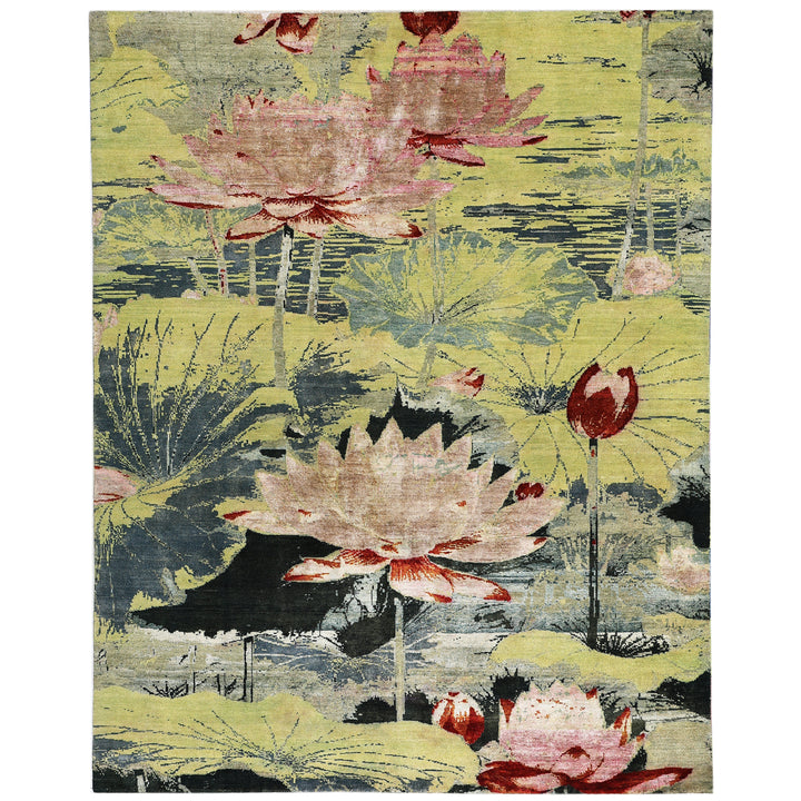 Multicolored Alchemy Contemporary Silk Wool Blend Rug - 7'11" x 10'