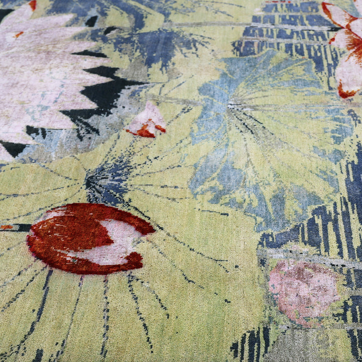 Multicolored Alchemy Contemporary Silk Wool Blend Rug - 7'11" x 10'