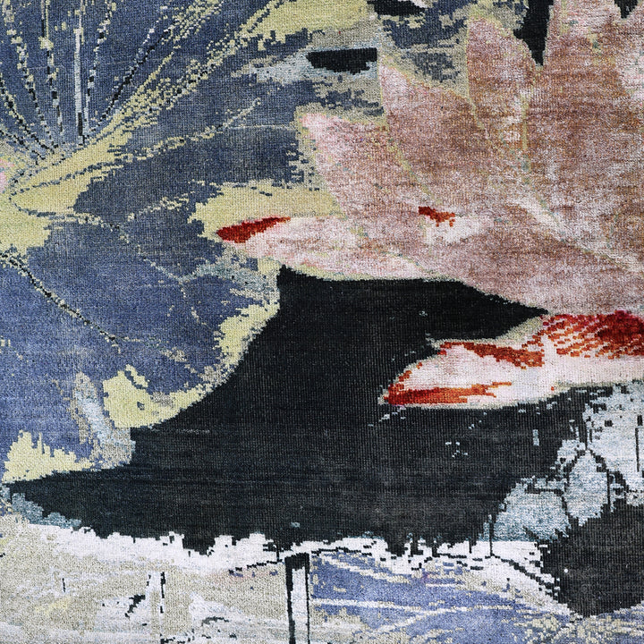 Multicolored Alchemy Contemporary Silk Wool Blend Rug - 7'11" x 10'