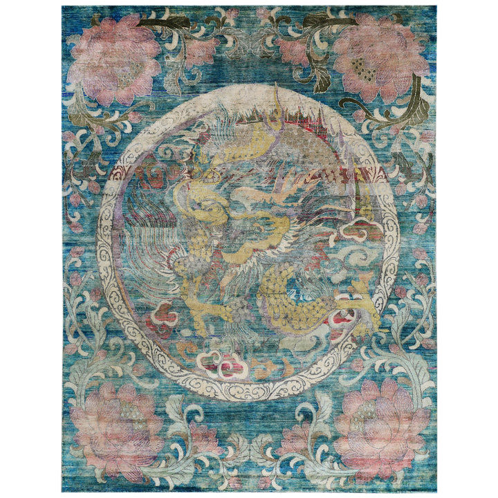 Blue Alchemy Contemporary Silk Rug - 7'11" x 10'3"