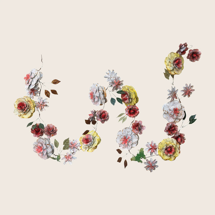 Metal Floral Garland, Distressed Finish