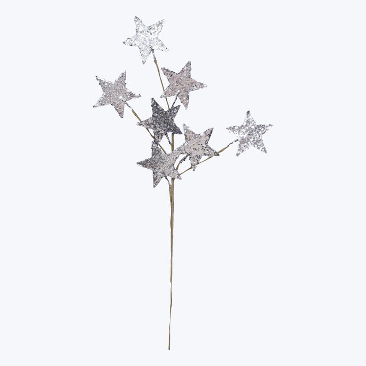 Paper Glitter Pick Star, Silver